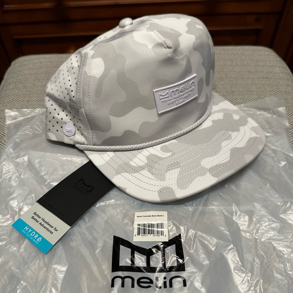 Melin Coronado Brick Hydro Performance Snapback Hat Snow Camo Classic Fit